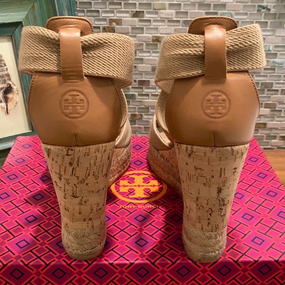 🌊EUC Tory Burch Adonis Peep-Toe Cork Wedge Espadrilles🌊 - Picture 5 of 10